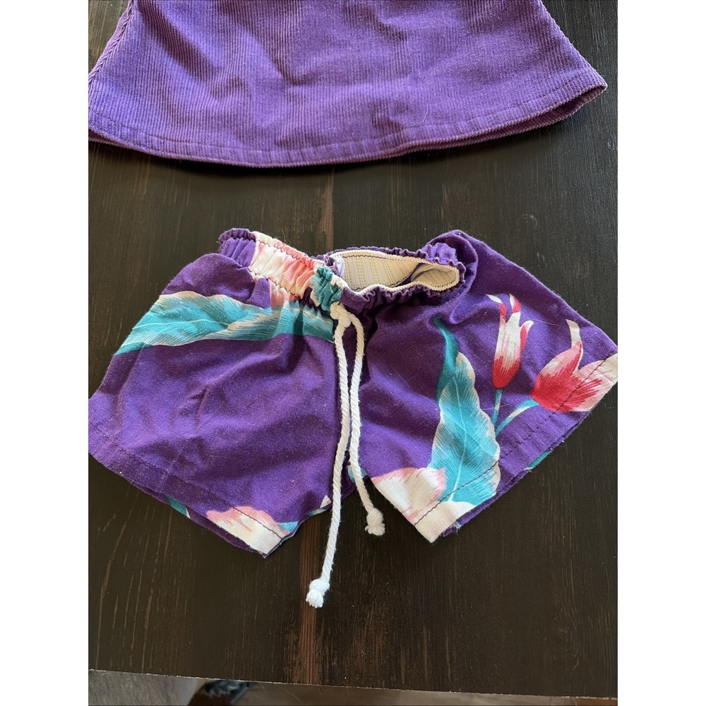 CPK Purple Corduroy Outfit 2 Piece 16 " Set Bib Pinafore Top W/ Turtle Buttons - Picture 3 of 6